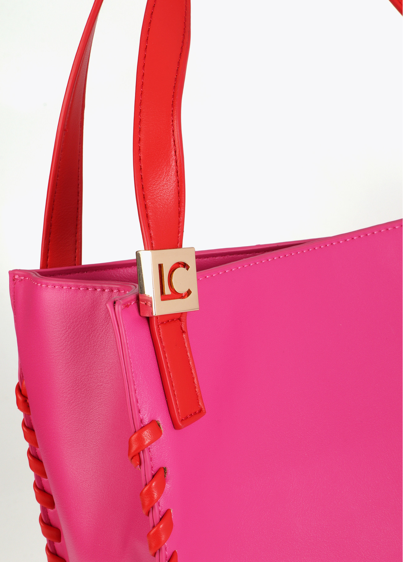 LOLA CASADEMUNT LS2604070 Shopper con detalle trenzado a contraste ROSA-ROJO - Imagen 3