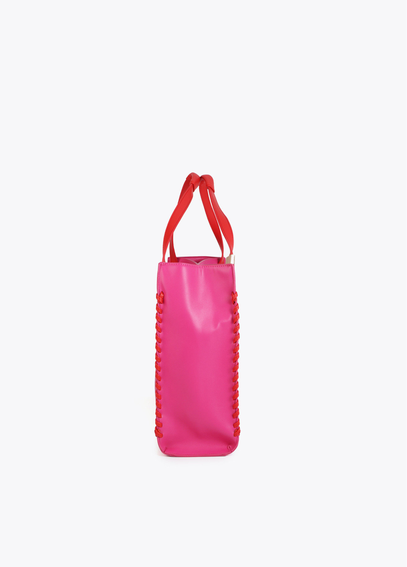 LOLA CASADEMUNT LS2604070 Shopper con detalle trenzado a contraste ROSA-ROJO - Imagen 5