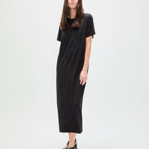 LOLA CASADEMUNT LS2616150 Vestido animal posicionado con strass NEGRO