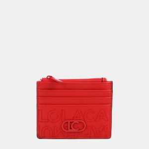 LOLA CASADEMUNT LS2612006 Tarjetero pespuntes logo ROJO
