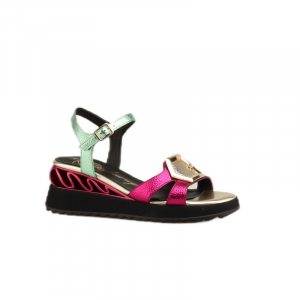 ROCK 85836 Sandalías mujer Oro Fucsia Verde