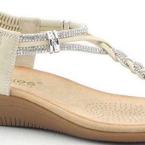 AMARPIES ABZ30227 ESCLAVA TRENZADA TIRAS STRASS TALON ELASTICO BEIG