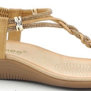 AMARPIES ABZ30227 ESCLAVA TRENZADA TIRAS STRASS TALON ELASTICO CAMEL