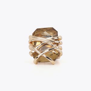 LOLA CASADEMUNT LS2603089 Anillo maxi cristal con detalle metálico METAL-MARRON