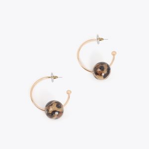 LOLA CASADEMUNT LS2603022 Aros con maxi bola animal print Metal-multicolor