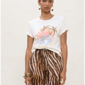 LOLA CASADEMUNT LS2615019 Camiseta animal con palmeras BLANCO