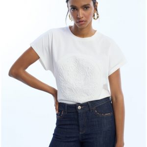 LOLA CASADEMUNT LS2615042 Camiseta logo embossing BLANCO