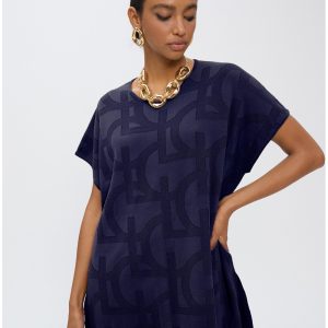 LOLA CASADEMUNT LS2615116 Camiseta tricot jaquard LC NAVY
