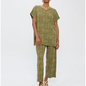 LOLA CASADEMUNT LS2615116 Camiseta tricot jaquard LC KAKI