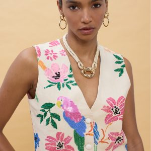 LOLA CASADEMUNT LS2602009 Chaleco abalorios multicolor CRUDO-MULTICOLOR