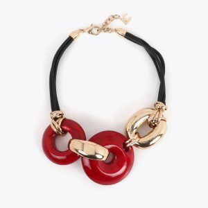 LOLA CASADEMUNT LS2603002 Collar corto discos acrílicos Rojo-metal