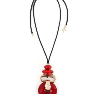 LOLA CASADEMUNT LS2603004 Collar largo pendant acrílicos Rojo-metal