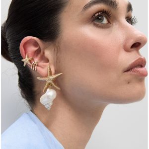 LOLA CASADEMUNT LS2603064 Ear cuff combinado perlas y cristales	Dorado