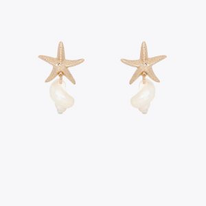 LOLA CASADEMUNT LS2603050 Pendiente combinado maxi estrella metálica y caracola natural Metal-multicolor