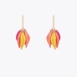 LOLA CASADEMUNT LS2603058 Pendiente pétalos multicolor Naranja-rosa