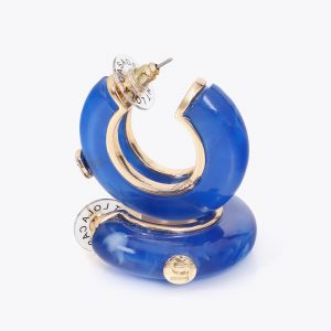 LOLA CASADEMUNT LS2603012 Pendientes aro chunky combinados en acrílico azul	Azul-metal