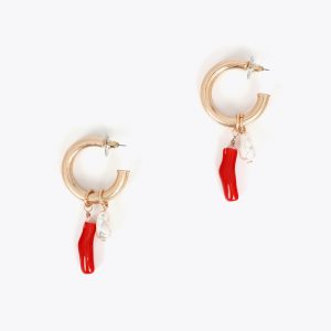 LOLA CASADEMUNT LS2603062 Pendientes de aro con charms de coral y perla	Metal-multicolor