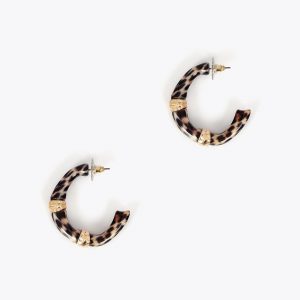 LOLA CASADEMUNT LS2603067 Pendientes de aro efecto bambú animal print Metal-marron
