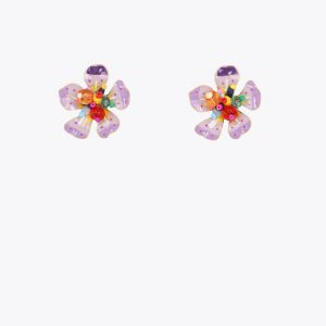 LOLA CASADEMUNT LS2603044 Pendientes de flor lacada con abalorios multicolor Metal-multicolor
