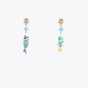 LOLA CASADEMUNT LS2603060 Pendientes irregulares con peces multicolor Azul-multicolor
