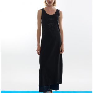 LOLA CASADEMUNT LS2616148 Vestido rosco cintas laterales NEGRO