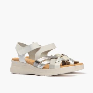 PITILLOS 11290 SANDALIA CUÑA METALIZADA TUBULAR BLANCA ACORCHADA