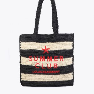 LOLA CASADEMUNT 2604094- BOLSO DE RAFIA CON BORDADO 3D