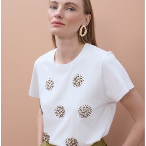 LOLA CASADEMUNT MS2615003 Camiseta flores con joyas BLANCO