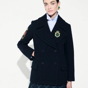 LOLA CASADEMUNT LF2601004 Abrigo tabardo marino con parches NAVY