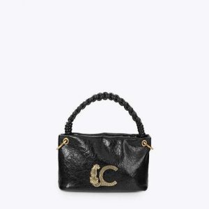 LOLA CASADEMUNT LF2604028 Bandolera pequeña con detalle de asa trenzada NEGRO U