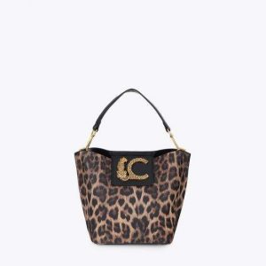 LOLA CASADEMUNT LF2604083 Bandolera con cierre solapa y logo leopardo MARRON-NEGRO U