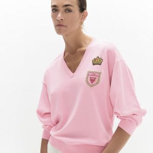 LOLA CASADEMUNT LF2611026 Jersey cuello pico parches ROSA