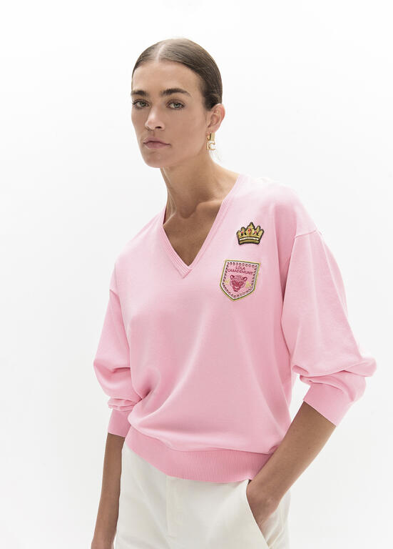 LOLA CASADEMUNT LF2611026 Jersey cuello pico parches ROSA