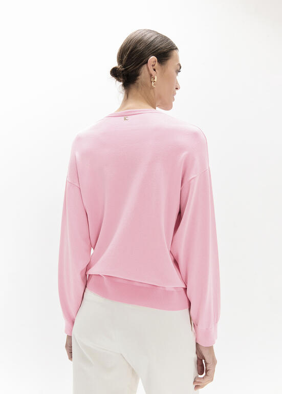 LOLA CASADEMUNT LF2611026 Jersey cuello pico parches ROSA - Imagen 4