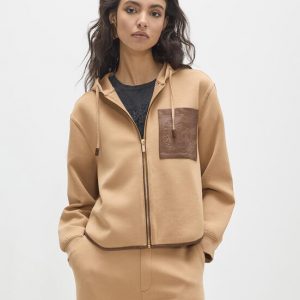 LOLA CASADEMUNT LF2611039 Sudadera abierta bolsillo efecto piel CAMEL