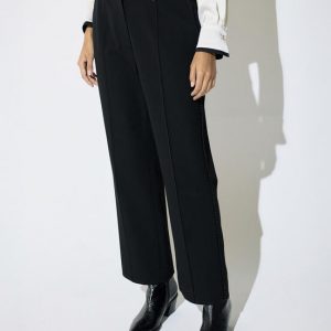 LOLA CASADEMUNT LF2614011 Pantalón recto con cinturilla contraste bicolor NEGRO