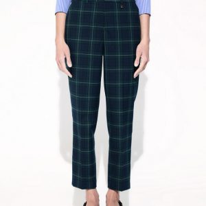 LOLA CASADEMUNT LF2614024 Pantalón fit barcelona cuadro escoces AZUL-VERDE