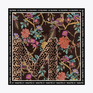 LOLA CASADEMUNT MF2607004 Pañuelo M y estampado floral 90x90cm NEGRO-NARANJA U