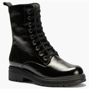 PITILLOS 11574 NEGRO Bota militar en charol con cremallera