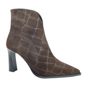 DESIREE SAIRA1 Botin coco serraje cerco tacon 7,5 cm CAIMAN MARRON