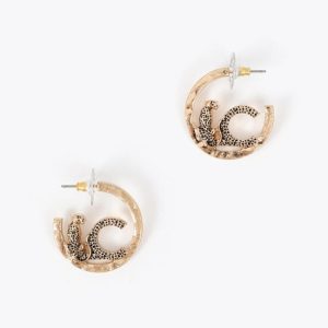 LOLA CASADEMUNT LF2603002 Pendientes aro con logo LC animal DORADO