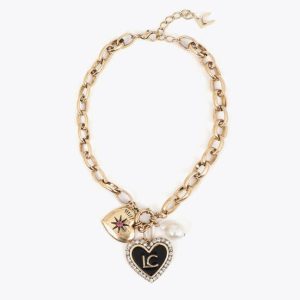 LOLA CASADEMUNT LF2603006 Collar con charms de corazones personalizados NEGRO-METAL