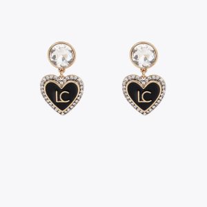 LOLA CASADEMUNT LF2603008 Pendiente combinado brillante con corazón personalizado NEGRO-METAL