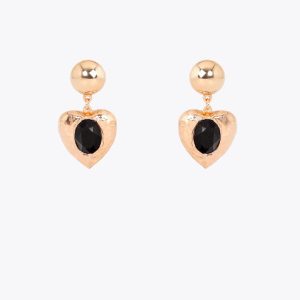 LOLA CASADEMUNT LF2603041 Pendiente corazón pieza negra METAL-NEGRO