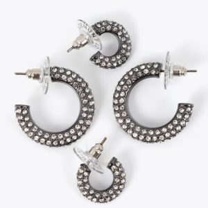 LOLA CASADEMUNT LF2603064 Pack pendientes aro cristales PLATEADO