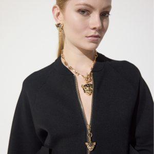 LOLA CASADEMUNT MF2611007 Bomber tricot cremallera leopardo NEGRO