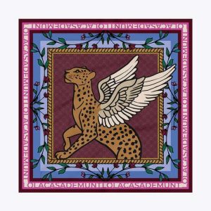 LOLA CASADEMUNT LF2607030 Pañuelo tigre alado 90x90cm ROJO-AZUL U