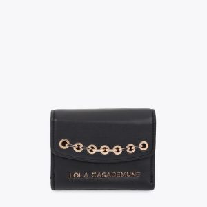 LOLA CASADEMUNT LF2612018 Monedero efecto piel con ojales NEGRO U
