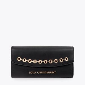 LOLA CASADEMUNT LF2612019 Billetero efecto piel con ojales NEGRO U