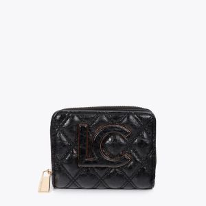 LOLA CASADEMUNT LF2612031 Monedero acolchado con doble pespunte y tirador tubular NEGRO U